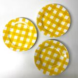 Lot of 3 plates yellow plaid Sarreguemines