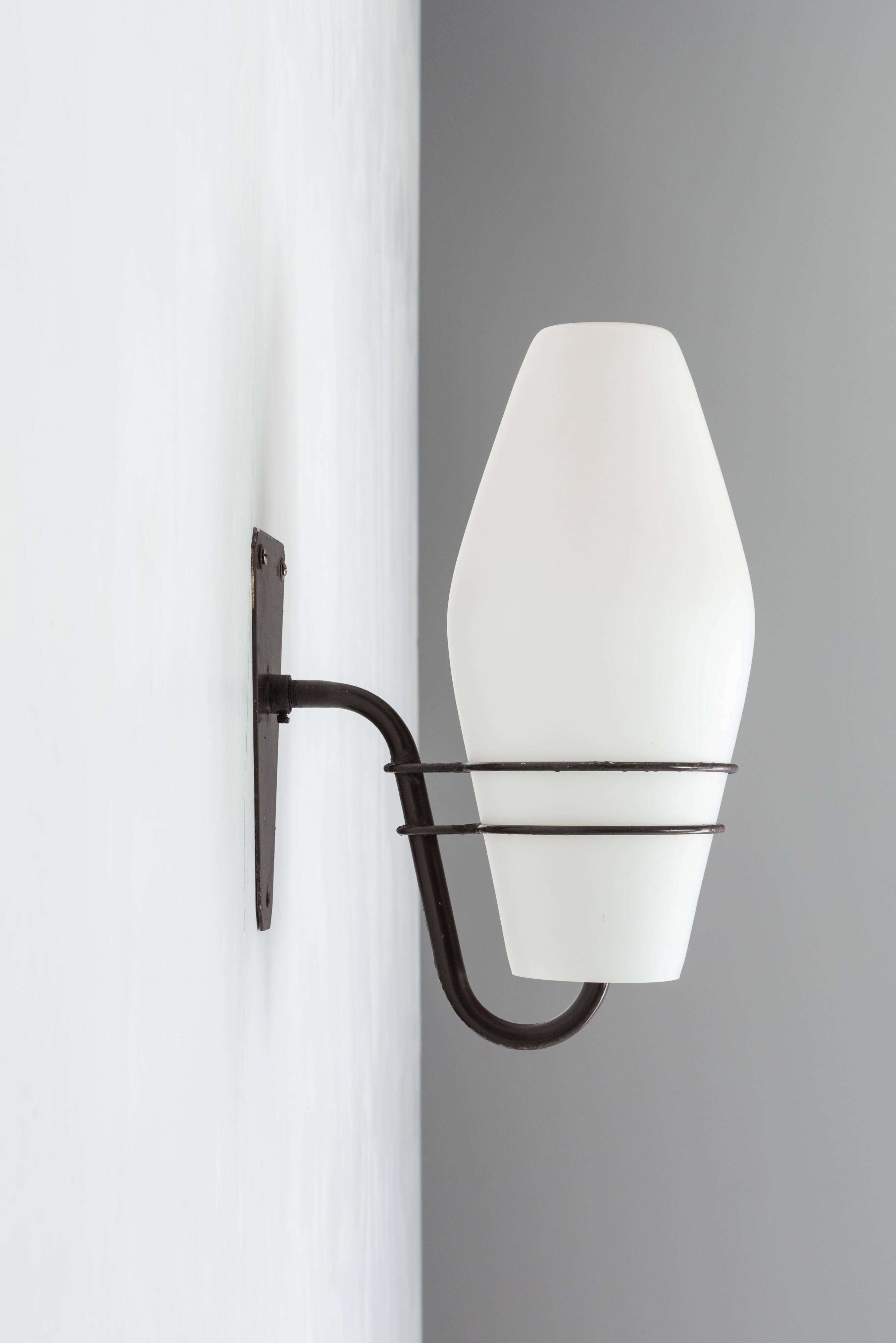 Large outdoor lamp made from metal and opal glass