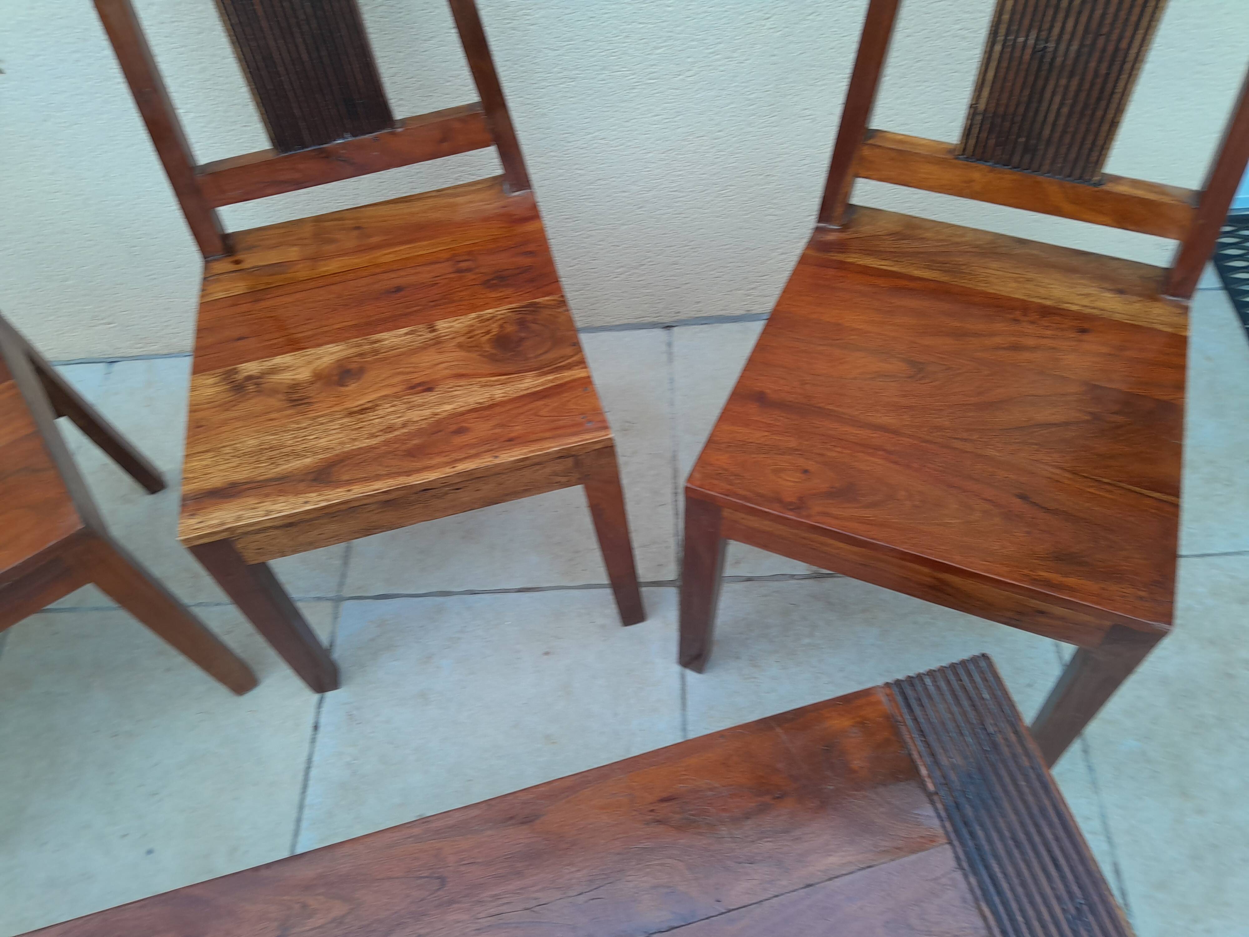 Vintage solid rosewood chairs and bench