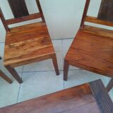 chaises et banc en palissandre massif vintage