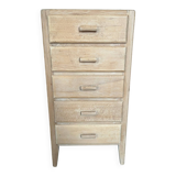 Vintage 5-drawer chest of drawers in waxed solid pine.