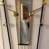70s Trapezoidal Coat Rack with Round Chrome Hooks