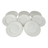 Lot de 8 assiettes à dessert en porcelaine de Limoges double liseré doré