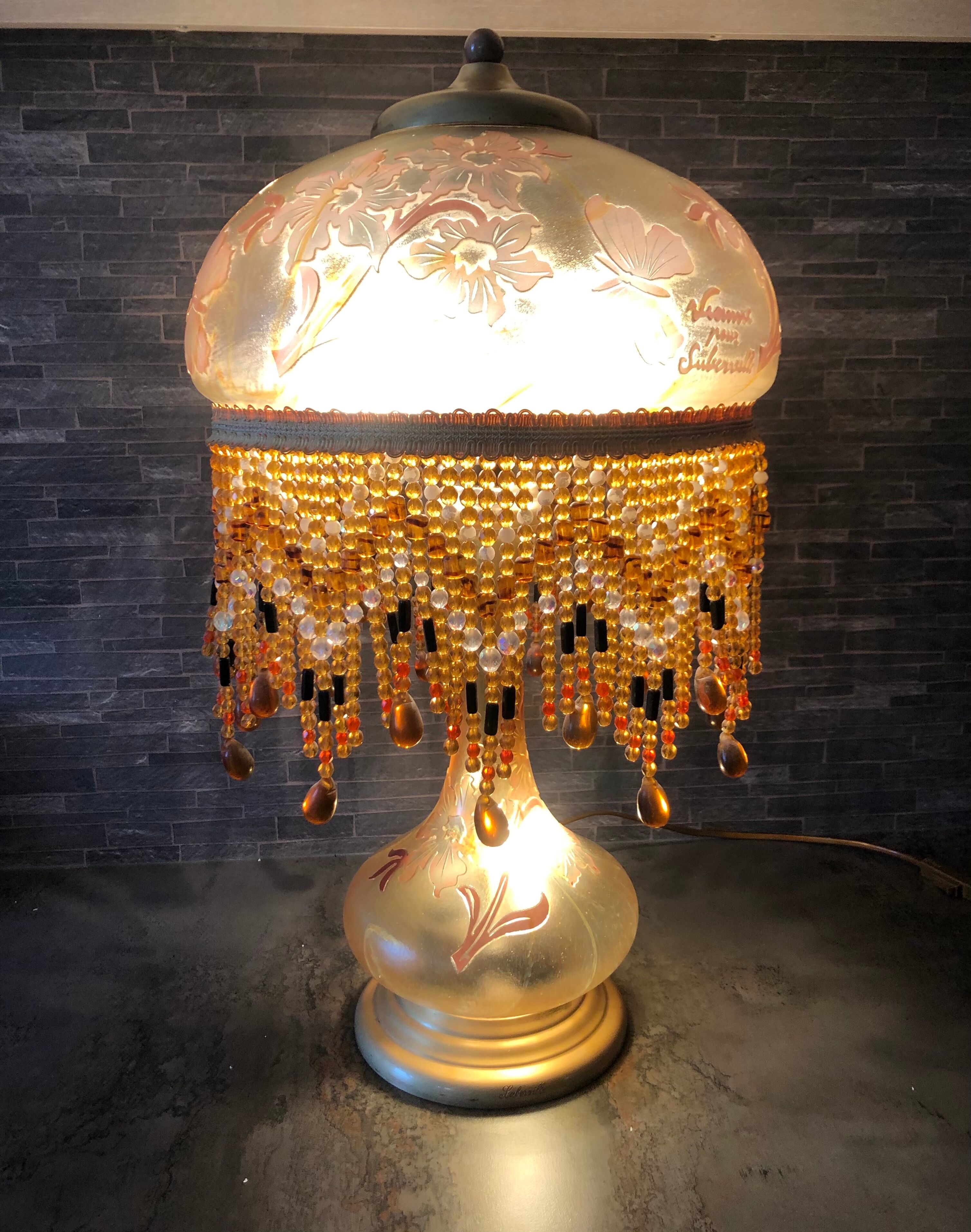 Glass lamp floral decoration Vianne ed. Suberville