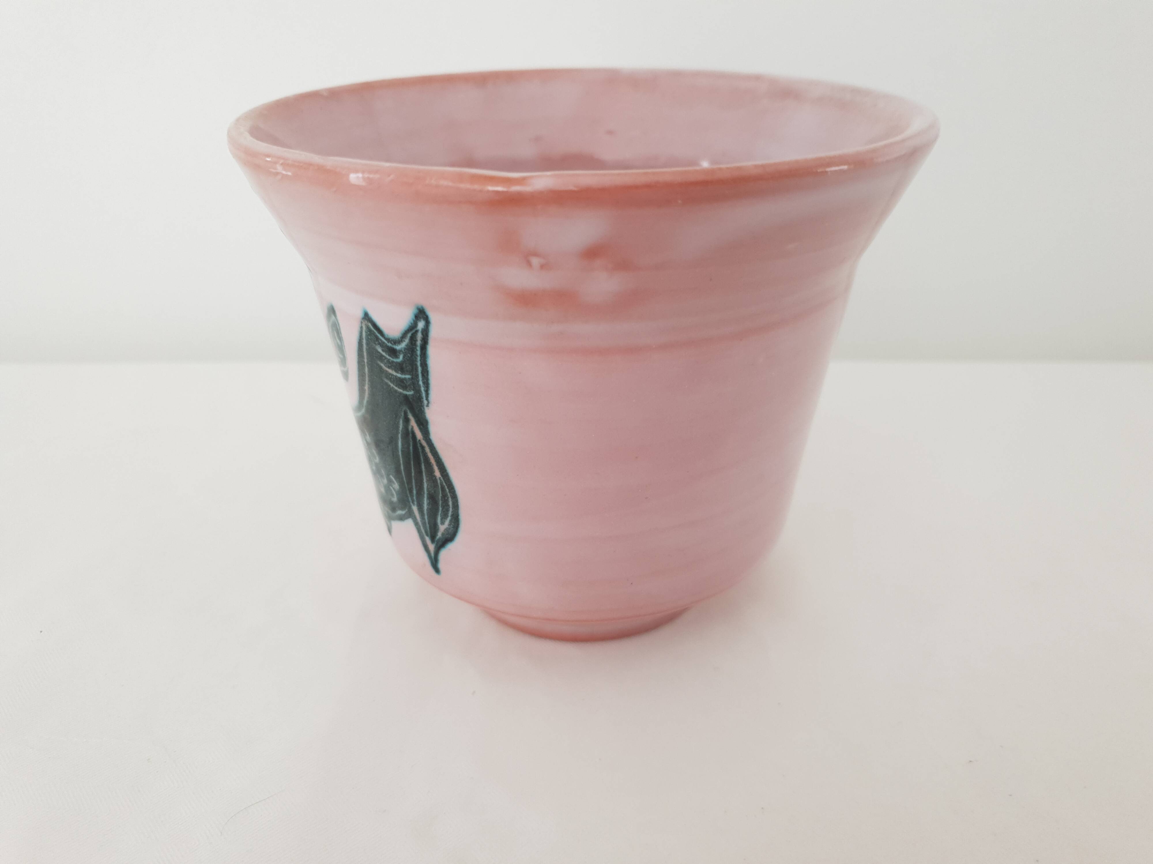 Ceramic flowerpot vase with rooster design - signed yvon roy durtal vallauris