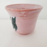 Ceramic flowerpot vase with rooster design - signed yvon roy durtal vallauris
