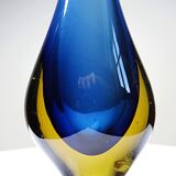 Vase Sommerso Murano att. Flavio Poli, verre bleu et ambre, années 1950-1960
