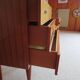 3-drawer chest of drawers - 60s - vintage - marquetry effect - spinning top feet