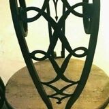 Table basse Art Déco en fer forgé a plateau de marbre XX siècle
