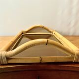 Large vintage tray in bamboo and smoked glass