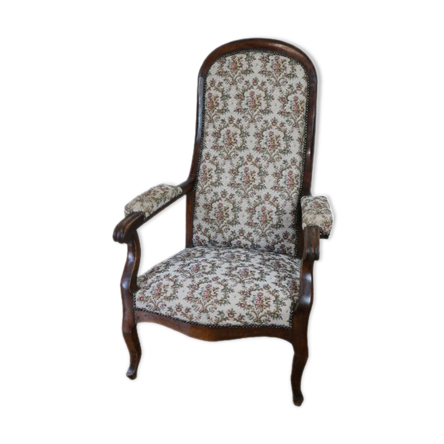 Fauteuil voltaire ancien en noyer style louis phillipe