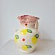 Vase/Pichet en céramique citron & pois - Vintage