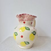 Vase/Pichet en céramique citron & pois - Vintage