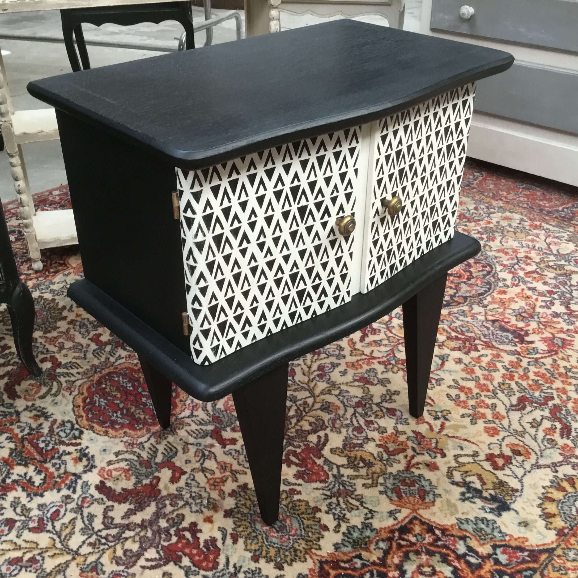 Black and white vintage bedside or extra furniture