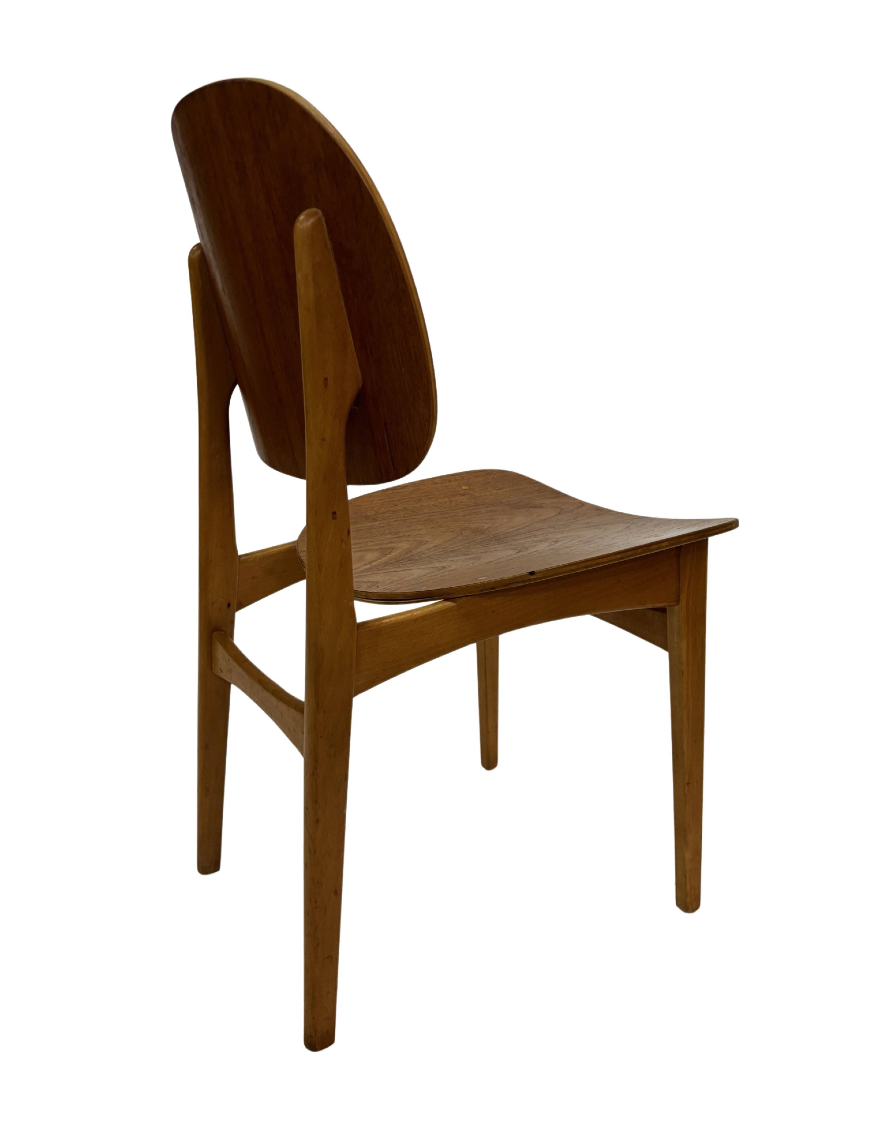 Vintage dining room chair Scandinavian 1960s plywood and teak design