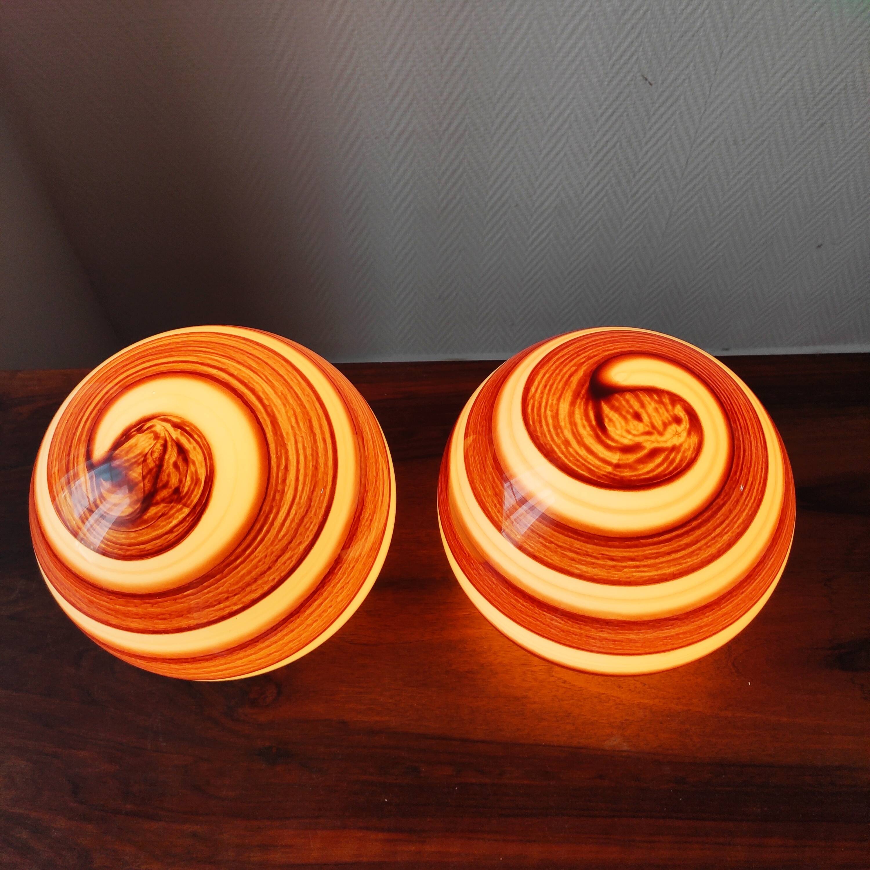 Pair of vintage 80-90 glass ball lamps