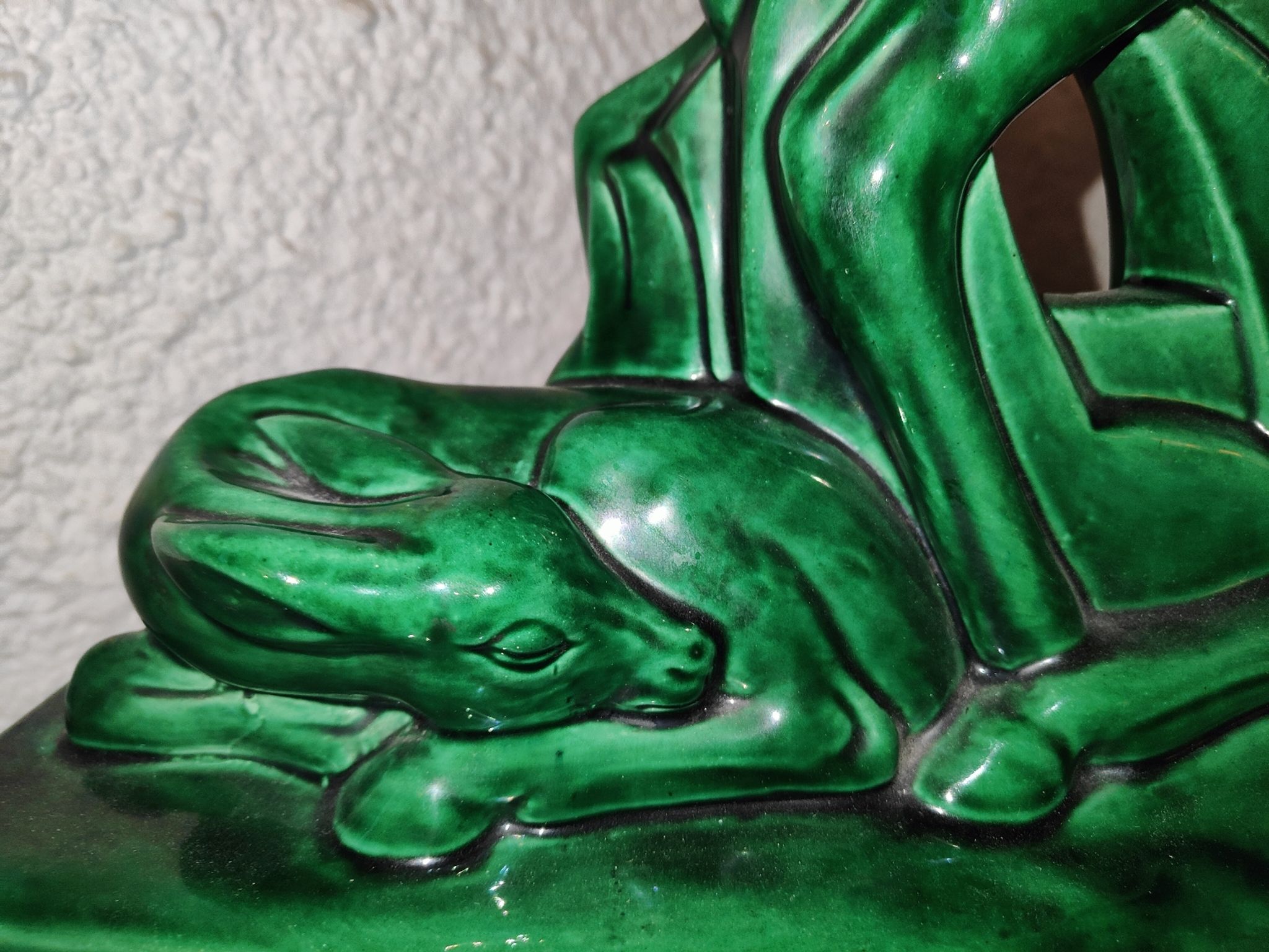 Family of antelopes Faience de Saint Clement by Charles Lemanceau