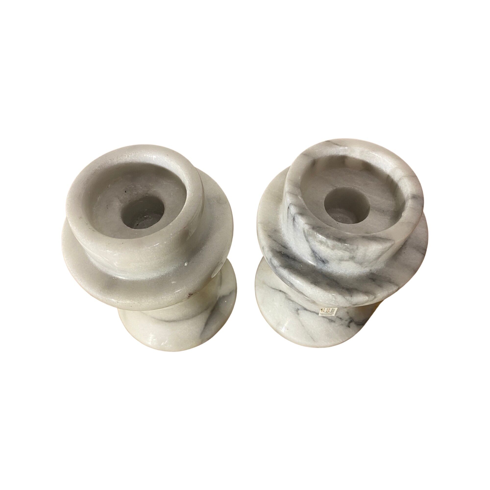 2 Vintage HEMOGRAM Denmark Marble Candlestick Holders | Set of 2 Candle Stick Holders