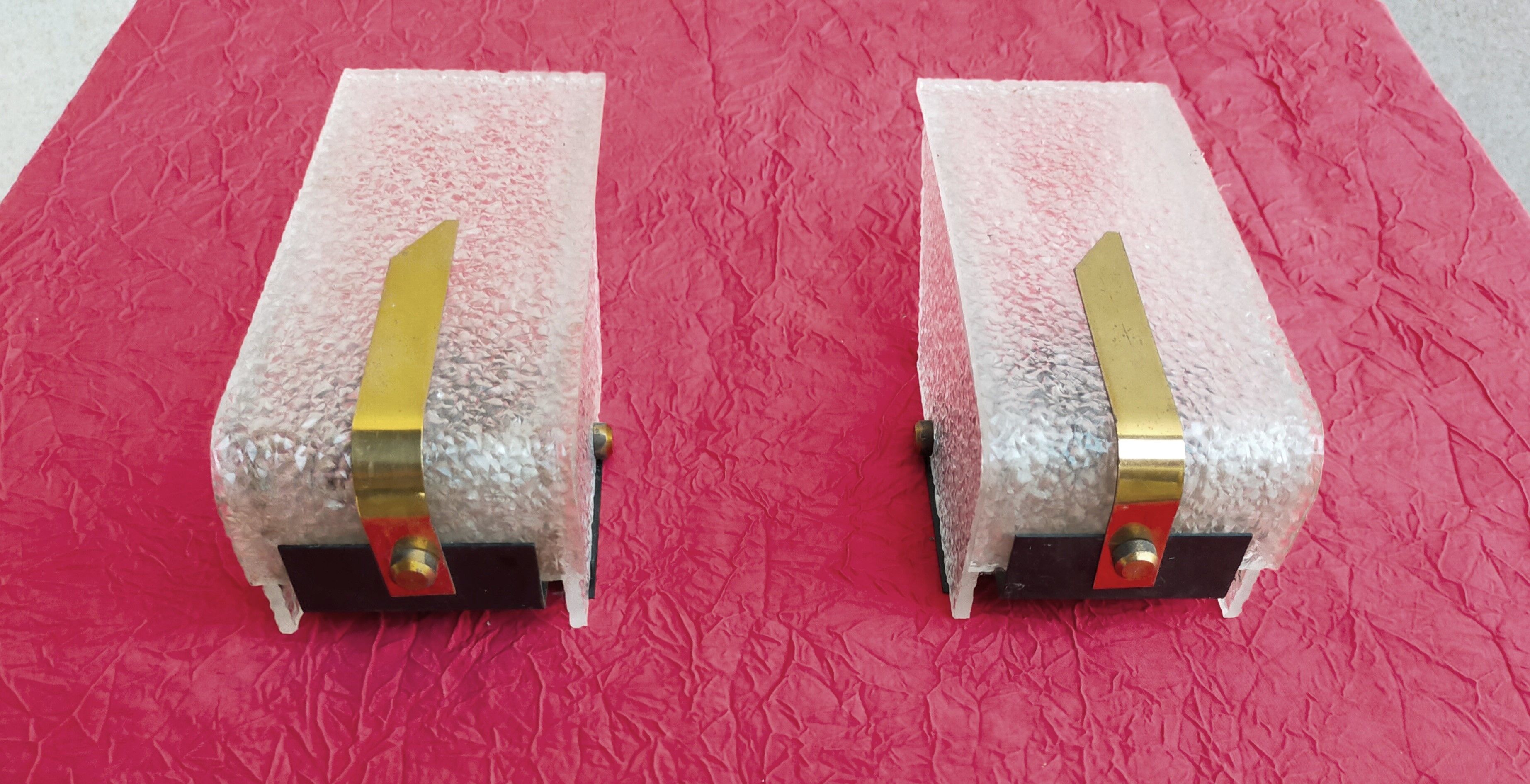 Vintage wall lamps in plexiglass and brass