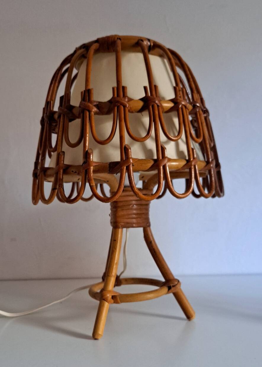 Pair of bamboo bedside lamps