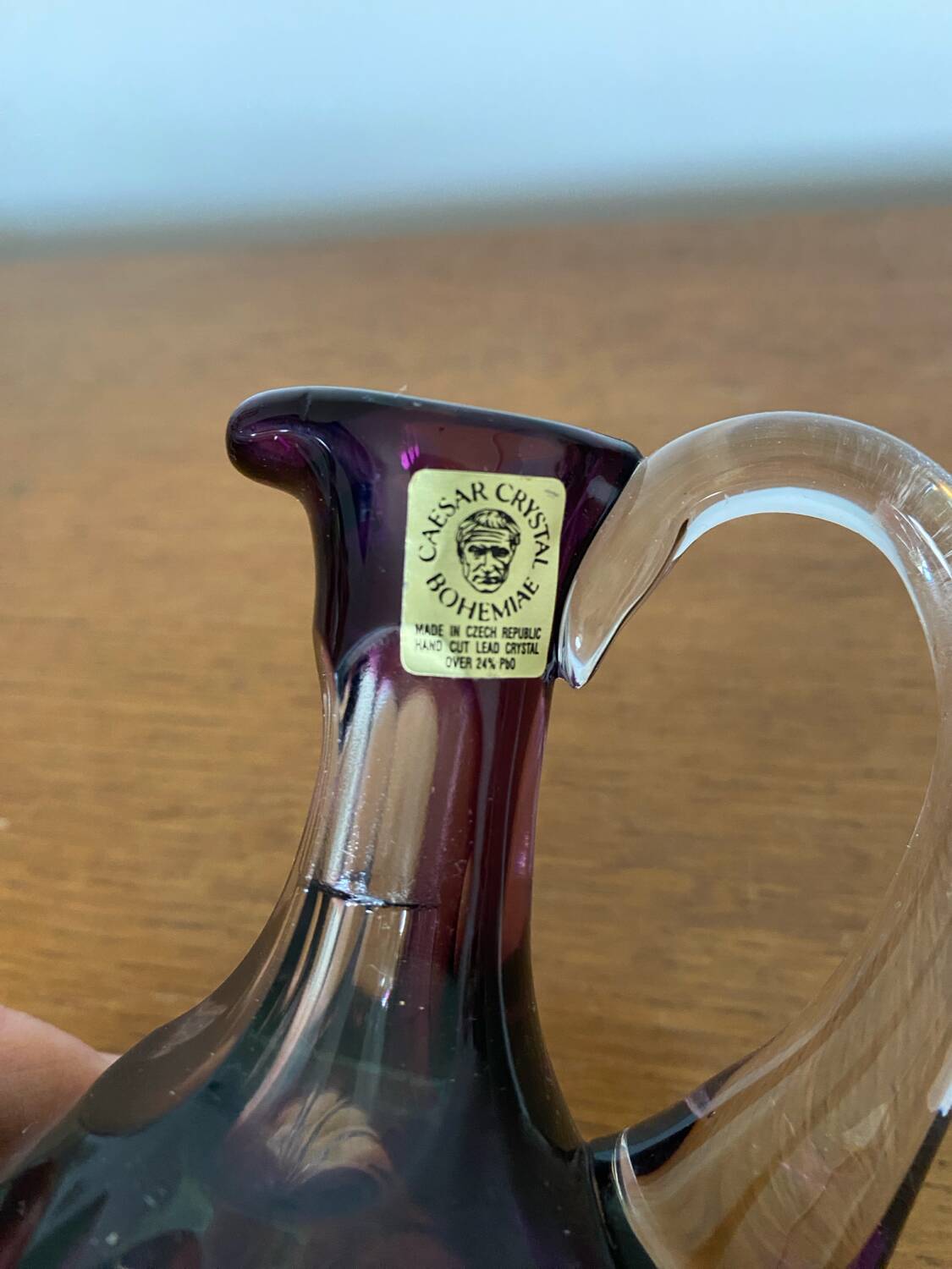 Vintage Czech Purple Crystal CAESAR Crystal Bohemiae Bottle Jug