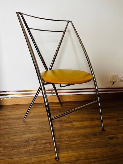 Yamakado chair, chrome and yellow skai