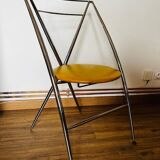 Chaise yamakado, chrome et skaï jaune