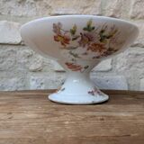 Ancien plat de service compotier sur piédouche en porcelaine de Limoges