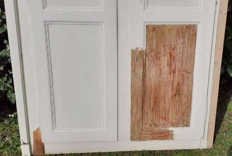Pair of 19th-century cupboard doors and frame, woodwork
