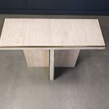 Console vintage en travertin et laiton, années 1970