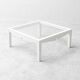 Vintage coffee table in white lacquered wood and glass, Italian design 1970s