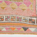 Tapis couloir kilim vintage , Orange, rose et beige boho pastel, 98x332 Cm