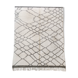 Moroccan Berber carpet M'rirt ecru with black graphic patterns 312x208cm