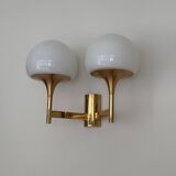Golden metal wall light and opaline, 1970