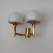Golden metal wall light and opaline, 1970