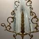 Italian art deco bronze and etched glass pendant lamp