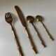 Vintage 1960s Bamboo Brass Cutlery Set