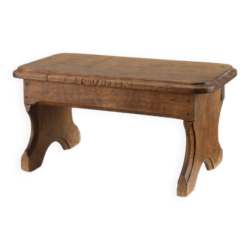 French Provincial Small 19th century rustic oak bench, France