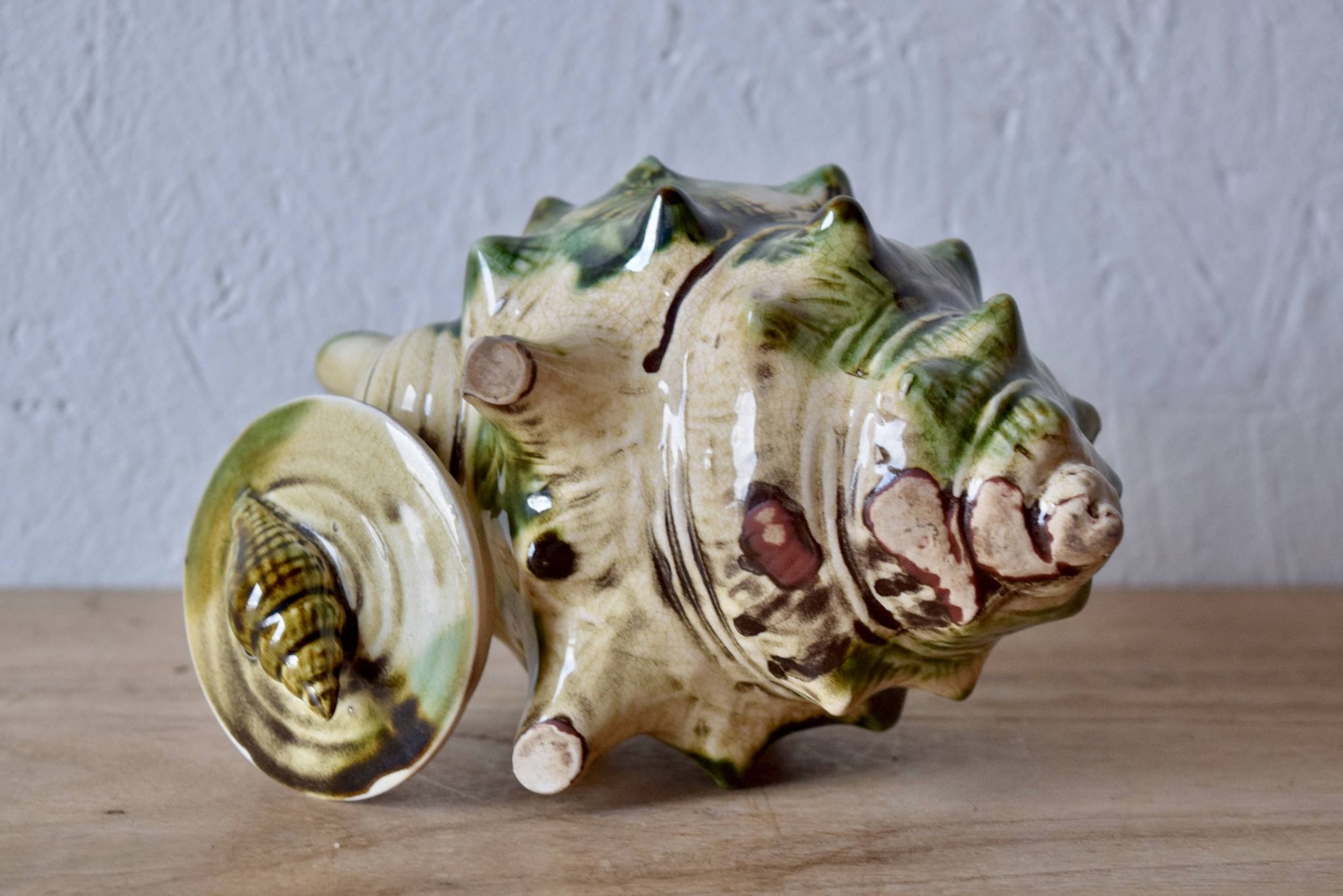 Service à thé vintage en céramique vernissée - forme de conques ou coquillages