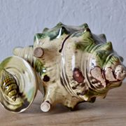 Service à thé vintage en céramique vernissée - forme de conques ou coquillages
