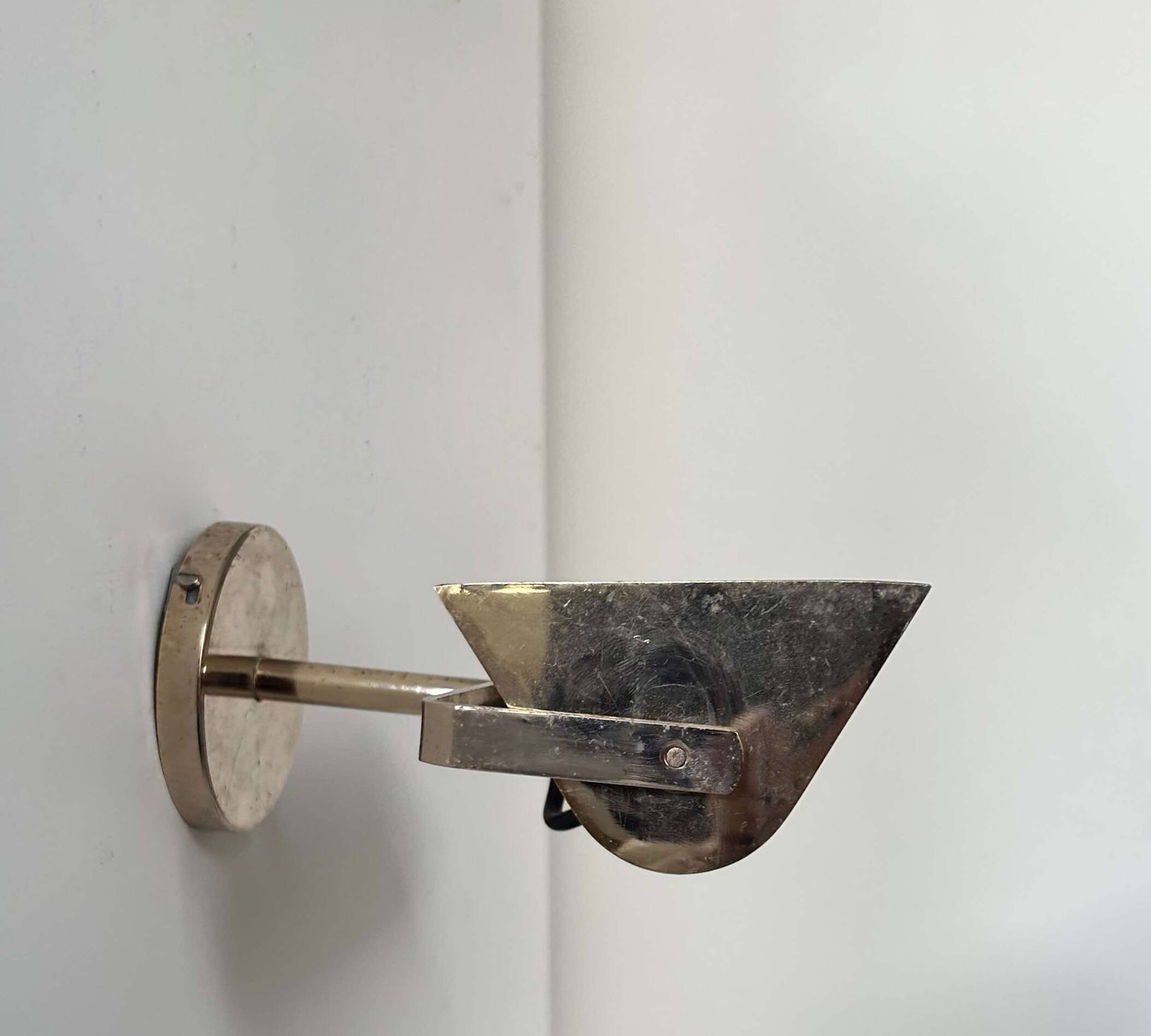 Vintage adjustable brass wall light, SCE France 1970