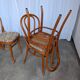 Ensemble de 6 chaises de salle à manger Thonet en bois courbé avec assise en tissu / Années 1970 Mid-Century Bistr