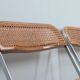 Set de 4 chaises Plia en bois et paille de Vienne par Castelli des années 1970.