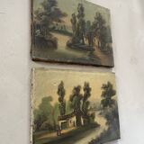 Lot of 2 old oils on canvas