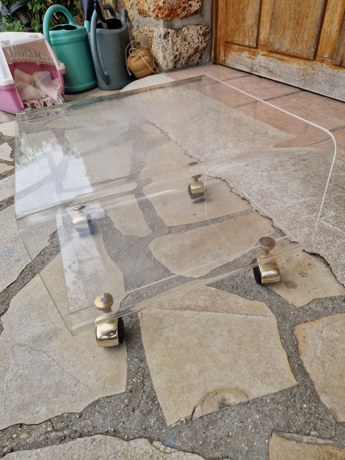 Table basse en plexiglas David lange vintage