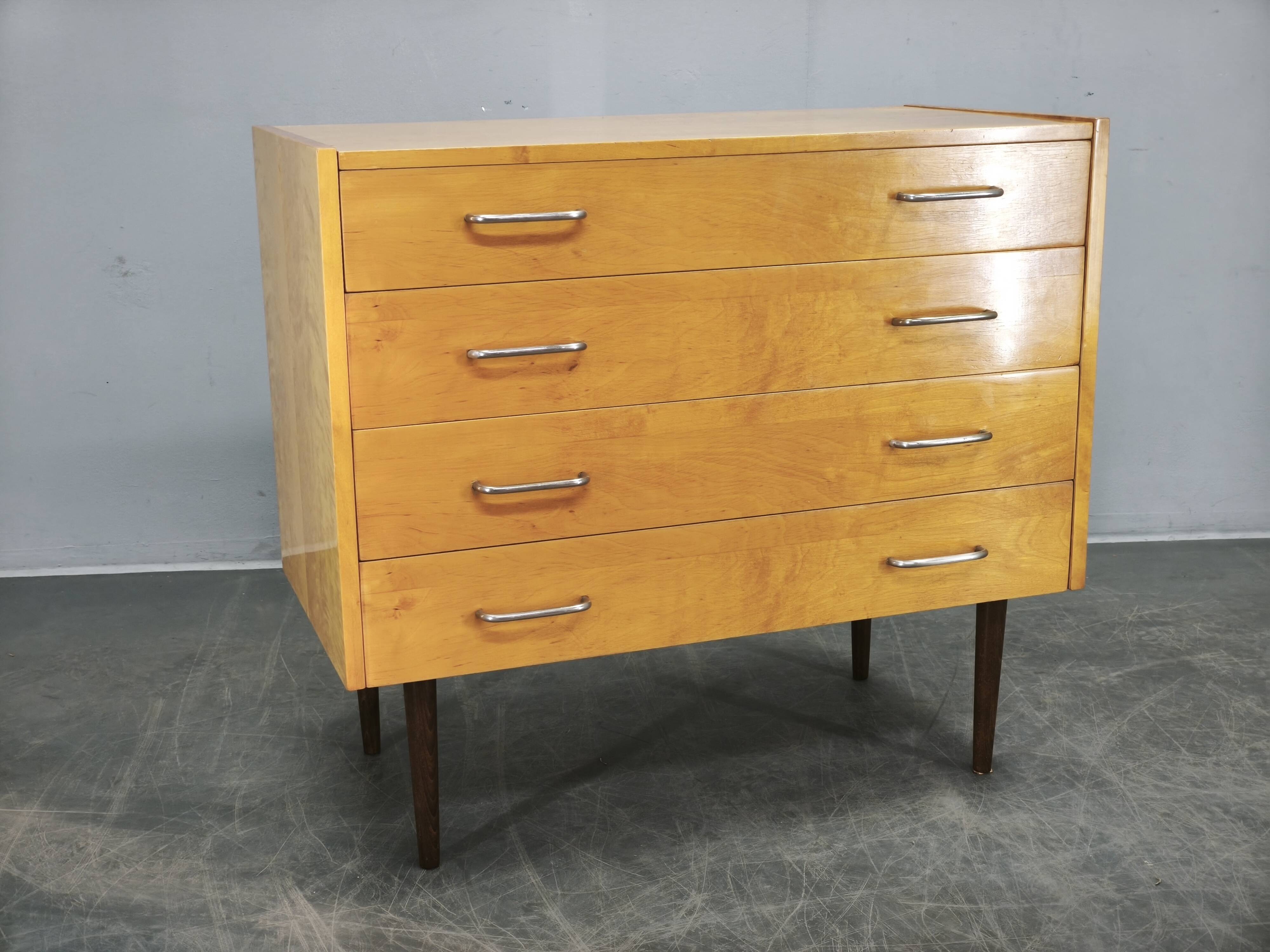 1970s UP Zavody Czech Mid Century Vanity Chest With Mirror