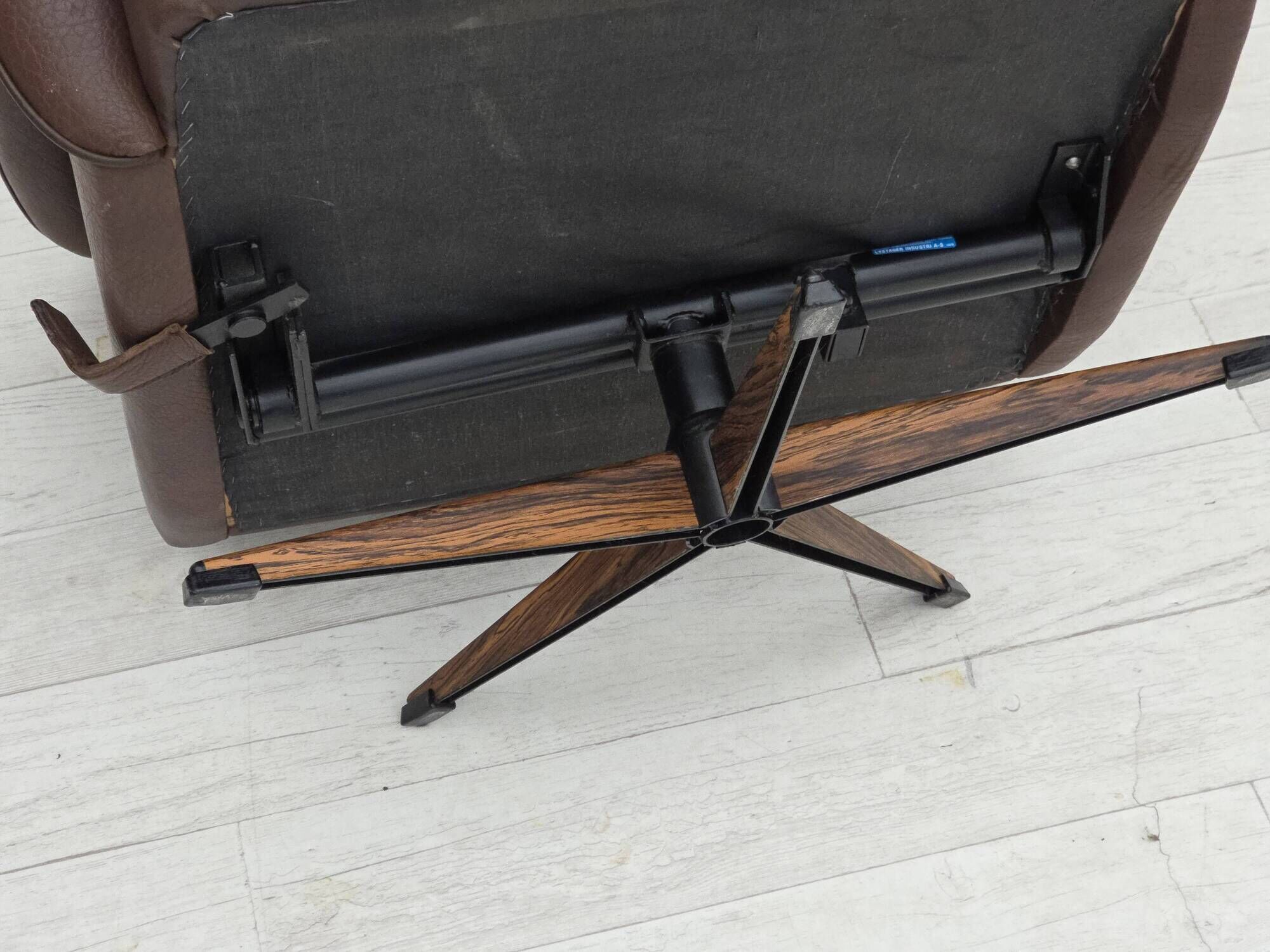1970s, Danish swivel armchair with footstool by Madsen & Schubel.
