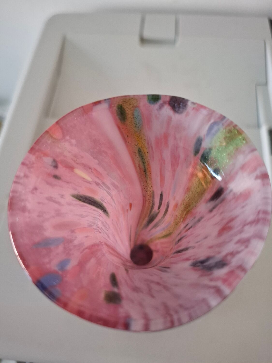 Speckled blown vase by Briot
