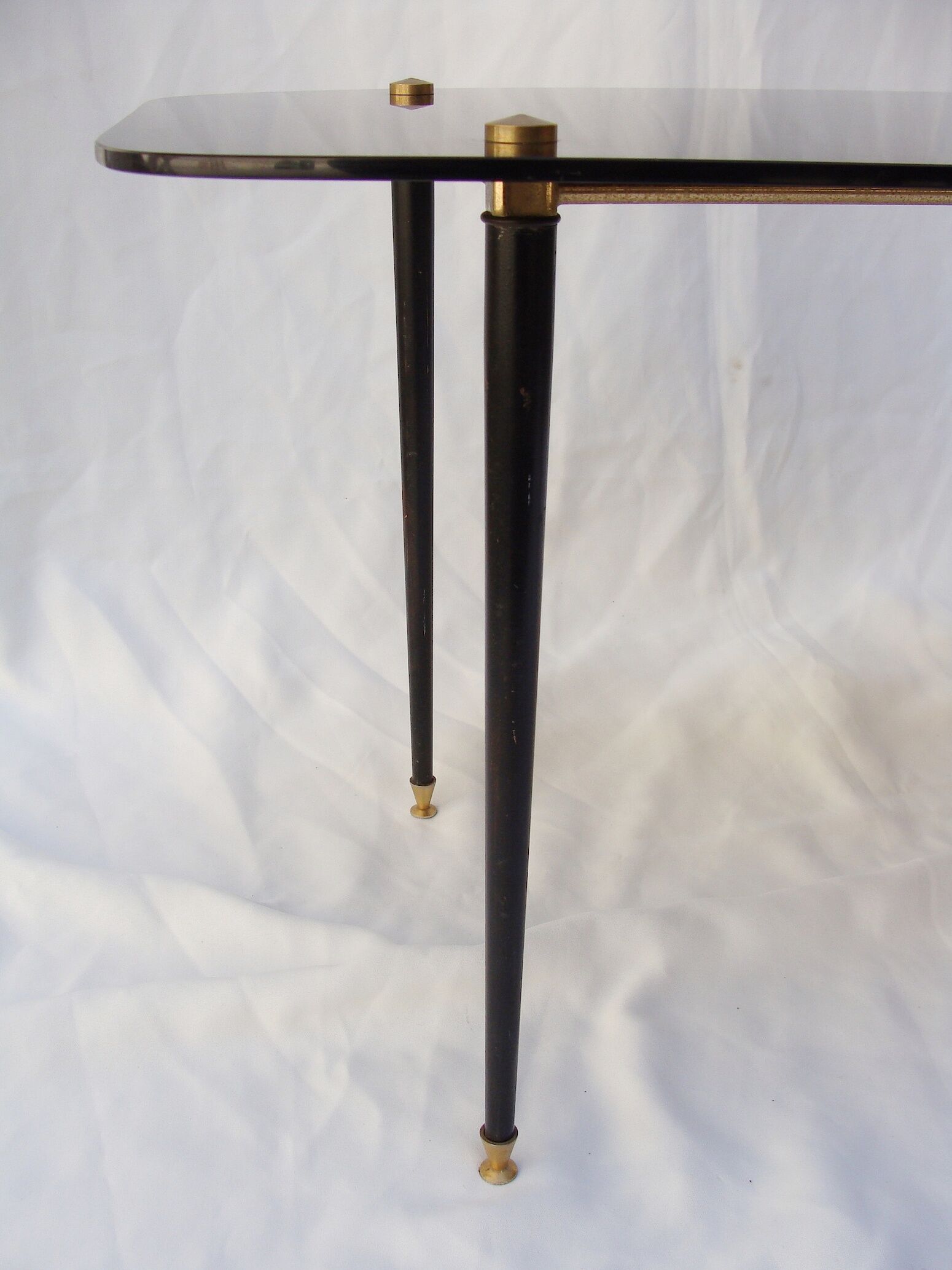 Black glass coffee table 1950