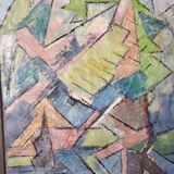 Original Swedish Mid-Century Oil on Canvas" Cubist Composition" by K. Thomsen - Vintage and Framed
